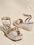 Women Square Toe Summer New Trend Wedge Heel Thick Sole Sandals