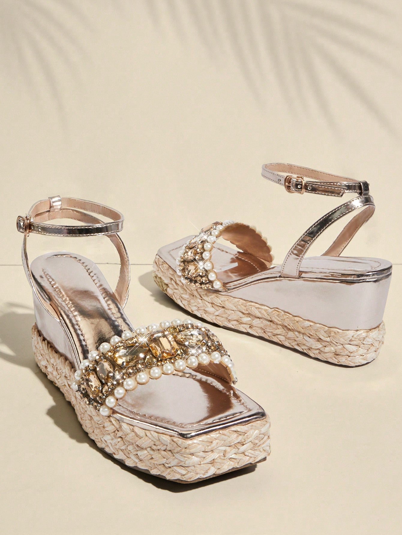 Women Square Toe Summer New Trend Wedge Heel Thick Sole Sandals