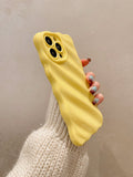 1pc Fashionable 3D Anti-Drop Texture Look Glossy Yellow TPU Phone Case For IPhone
