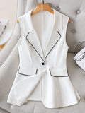 Women's Casual Color-Blocking Sleeveless Blazer For Summer