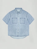 Street Life Men's Washed Short Sleeve Denim Shirt Suitable For Spring And Summer