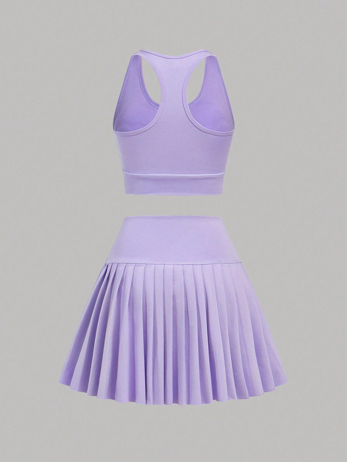 Teen Girl Halterneck Hollow Out Vest & Pleated Skirt & Safety Shorts Sports Outfit