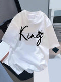 Teen Boy Casual Simple Round Neck Short Sleeve T-Shirt, Suitable For Summer