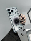 With Phone Charm Butterfly Painted Card Holder With Butterfly Chain, Multi-Functional Shockproof Transparent Hand Strap Card Holder Cover Compatible With IPhone XR/7/8/15Pro Max/13/14/11/12/XS. Shockproof Soft Shell Compatible With Samsung A134G A22 A21S