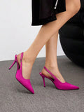 Fashionable Women's Rose Red High Heel Pump Elegant Business Casual Business Chic