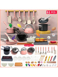 61PCS Play House Kitchen Set Children Game Simulated Kitchenware Girl Present