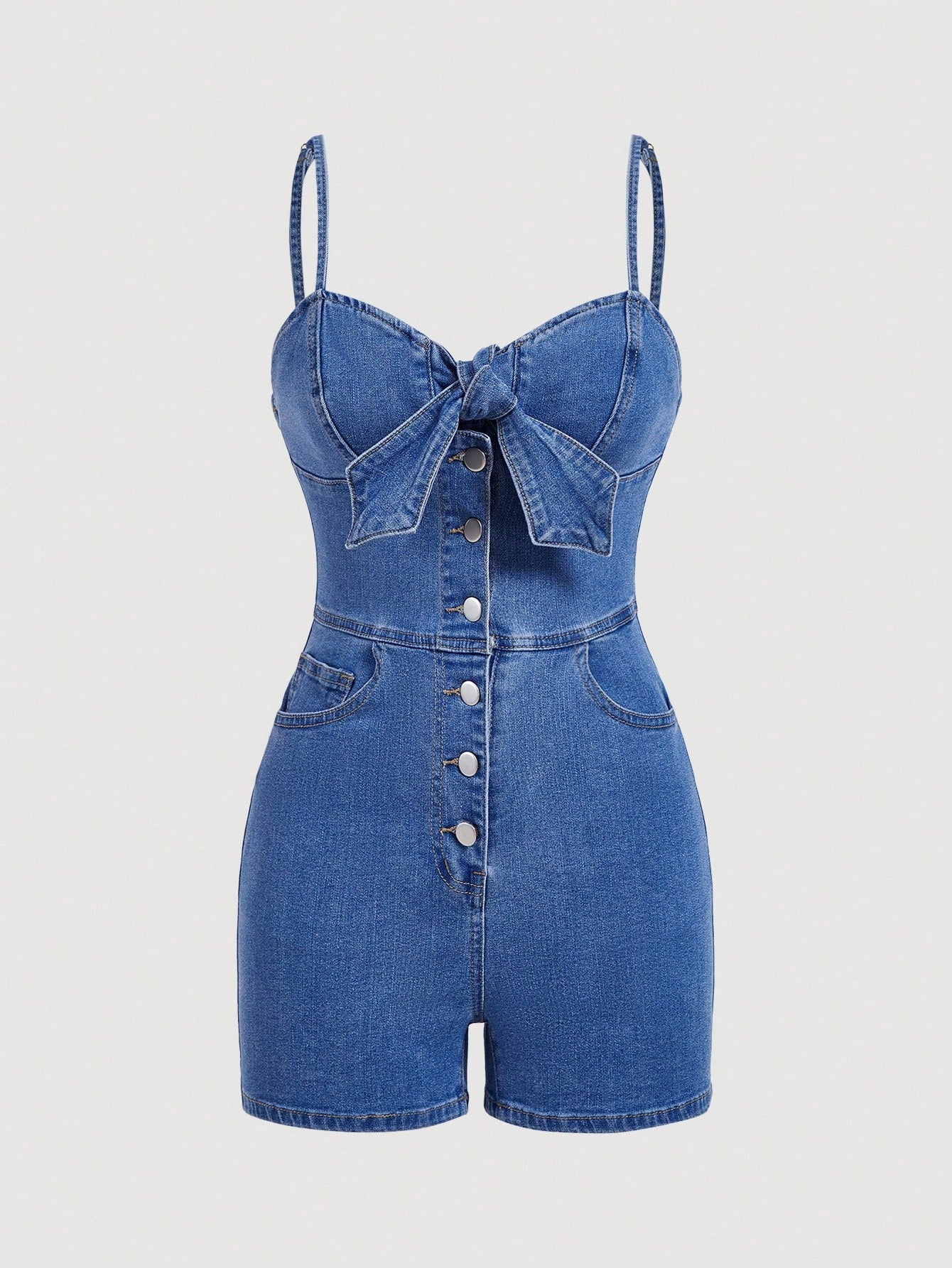Women's Summer Casual Slim Fit Denim Jumpsuit With Straps