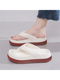 New EVA Women Fashionable, Comfortable, Thick-Soled, Increased Height Flip Flops, Casual Sandals With Non-Slip, Deodorant Functions For Outdoor Activities In Summer