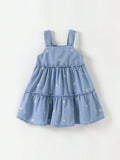 Young Girl Lovely Embroidered Daisy Dress
