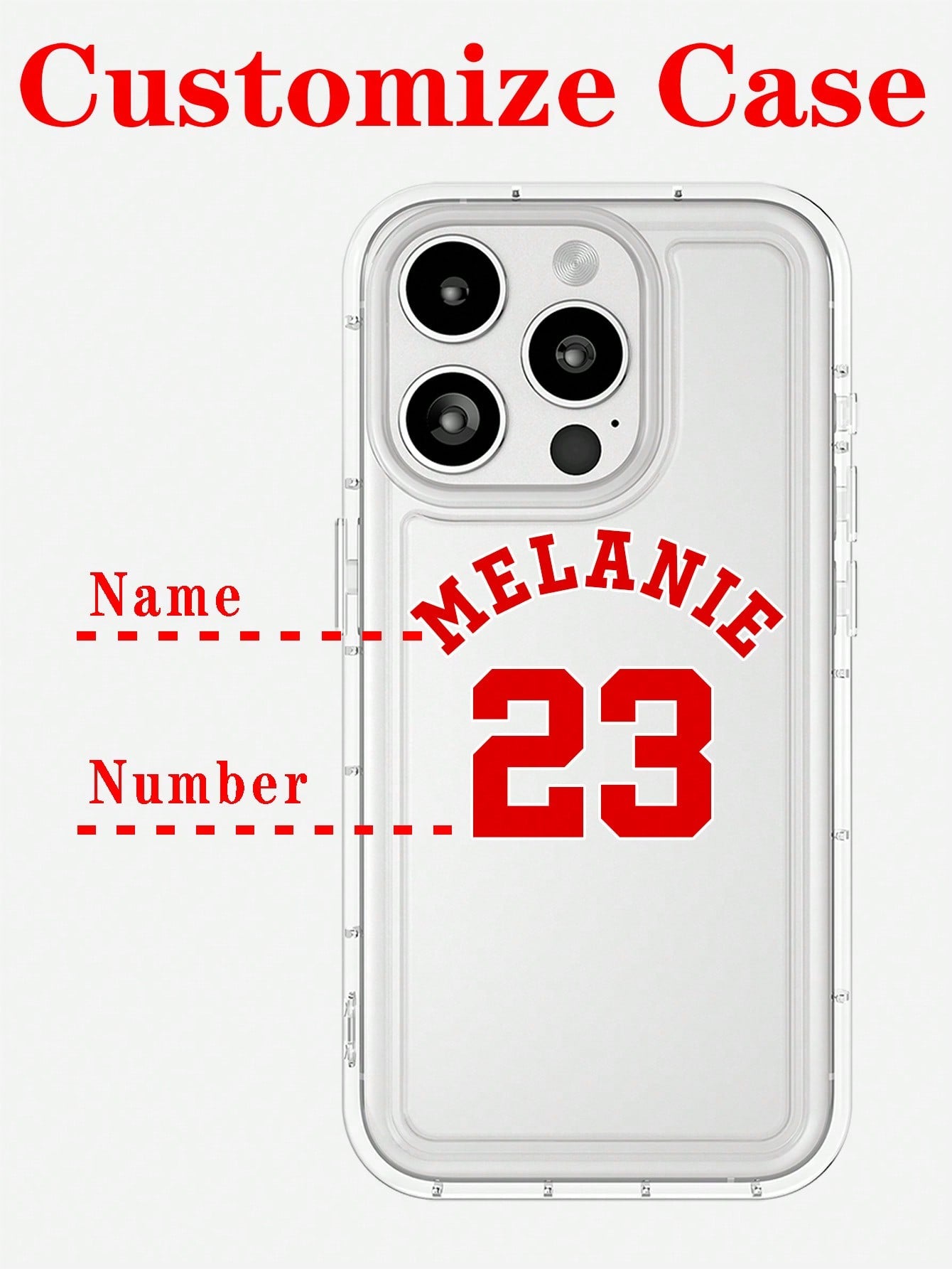 Customized Personalized Name Jersey Number Full Coverage Commemorative Anti-Drop Phone Case TPU Transparent Soft Shell Compatible With Iphone 11/12/13/14/15 Pro Max