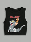 Plus Size Cartoon Printed Tank Top For Summer