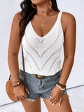 Plus Size Solid Color V-Neck Casual Tank Top For Summer