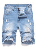 Men's Summer Casual Distressed Frayed Denim Shorts