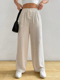 Women's Fashionable Spring/Summer Casual Loose Fit High-Waisted Straight-Leg Pants