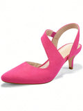 Mysoft Women's Pumps 2 Inch Low Heel Pointed Toe Slingback Wedding Party Dress Shoes