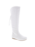 Women's Boots Knee High Slip On Laces Side Zipper