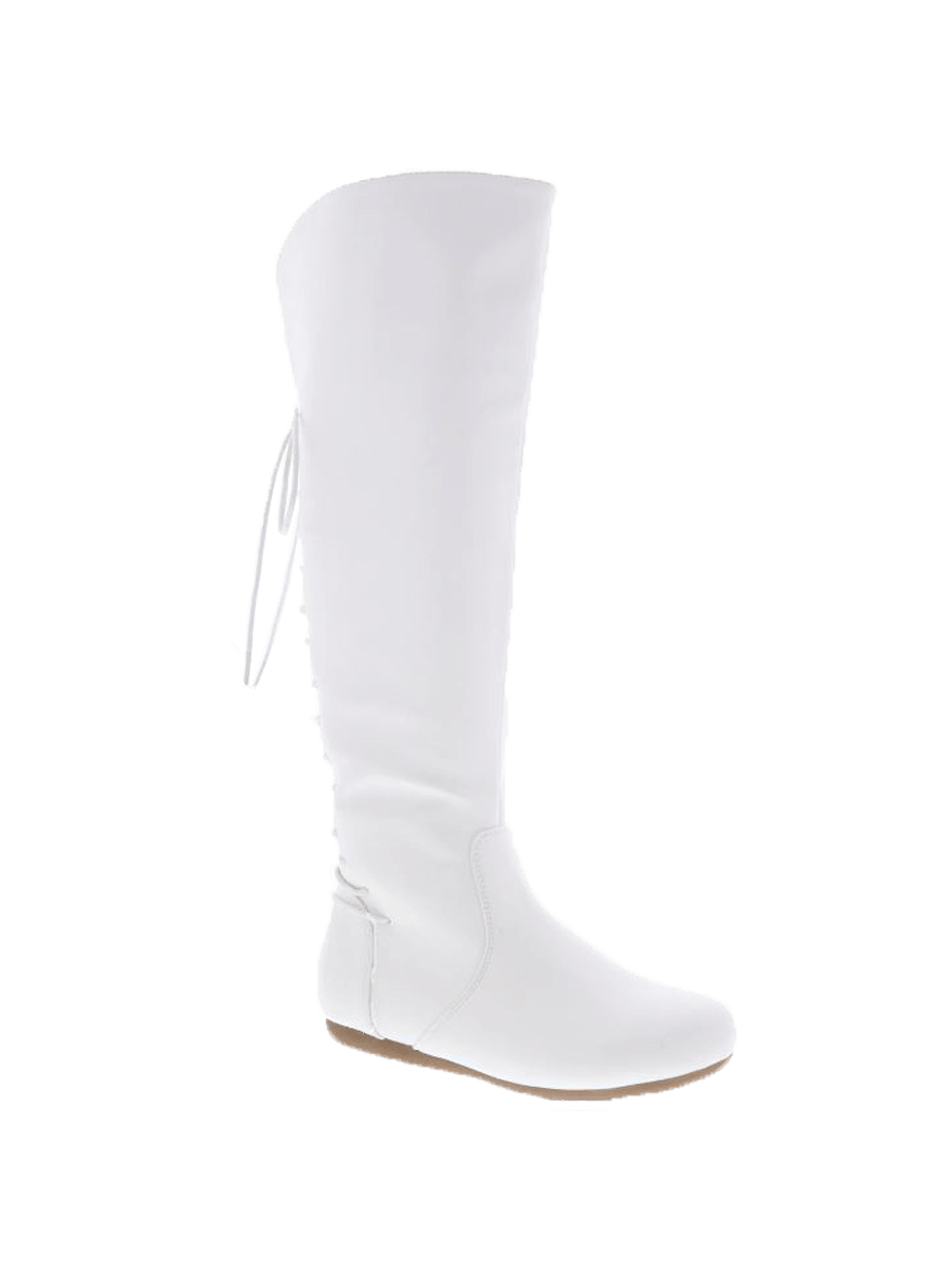 Women's Boots Knee High Slip On Laces Side Zipper