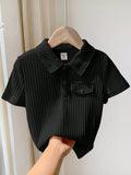 1pc Young Boy Casual College Style Soft Texture Polo Shirt With Decorative Pockets, Breathable And Comfortable, Suitable For Spring And Summer