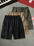 3pcs Teen Boy Sporty Casual Fit Multi Pocket Cool Casual Shorts, Outdoor Cargo Shorts For Spring & Summer