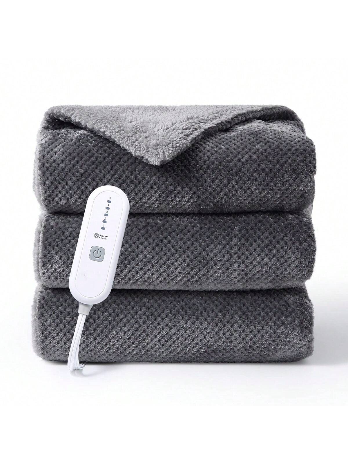 Heated Electric Blanket Throw, Flannel Sherpa Heating Blankets, Soft Thicken Heated Throws For Couch With 5 Heat Settings And 4 Hours Auto Shut Off