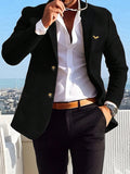 Solid Color Front Button Casual Woven Long Sleeve Blazer Jacket