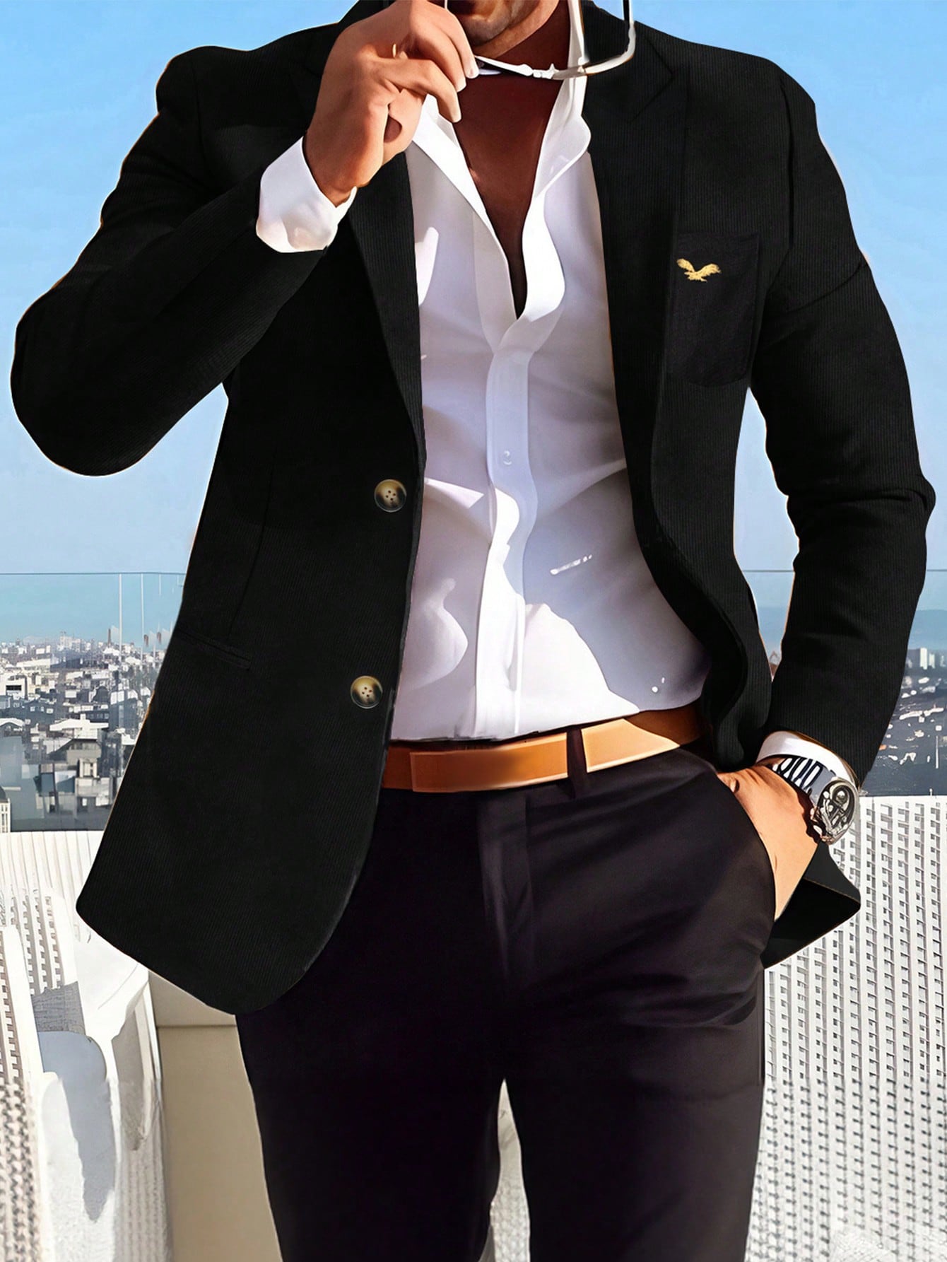 Solid Color Front Button Casual Woven Long Sleeve Blazer Jacket