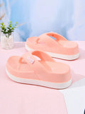 Women's Pink Summer Thick-Soled Height-Increasing Slipper, Versatile Outdoor/Indoor EVA Beach Flip Flop