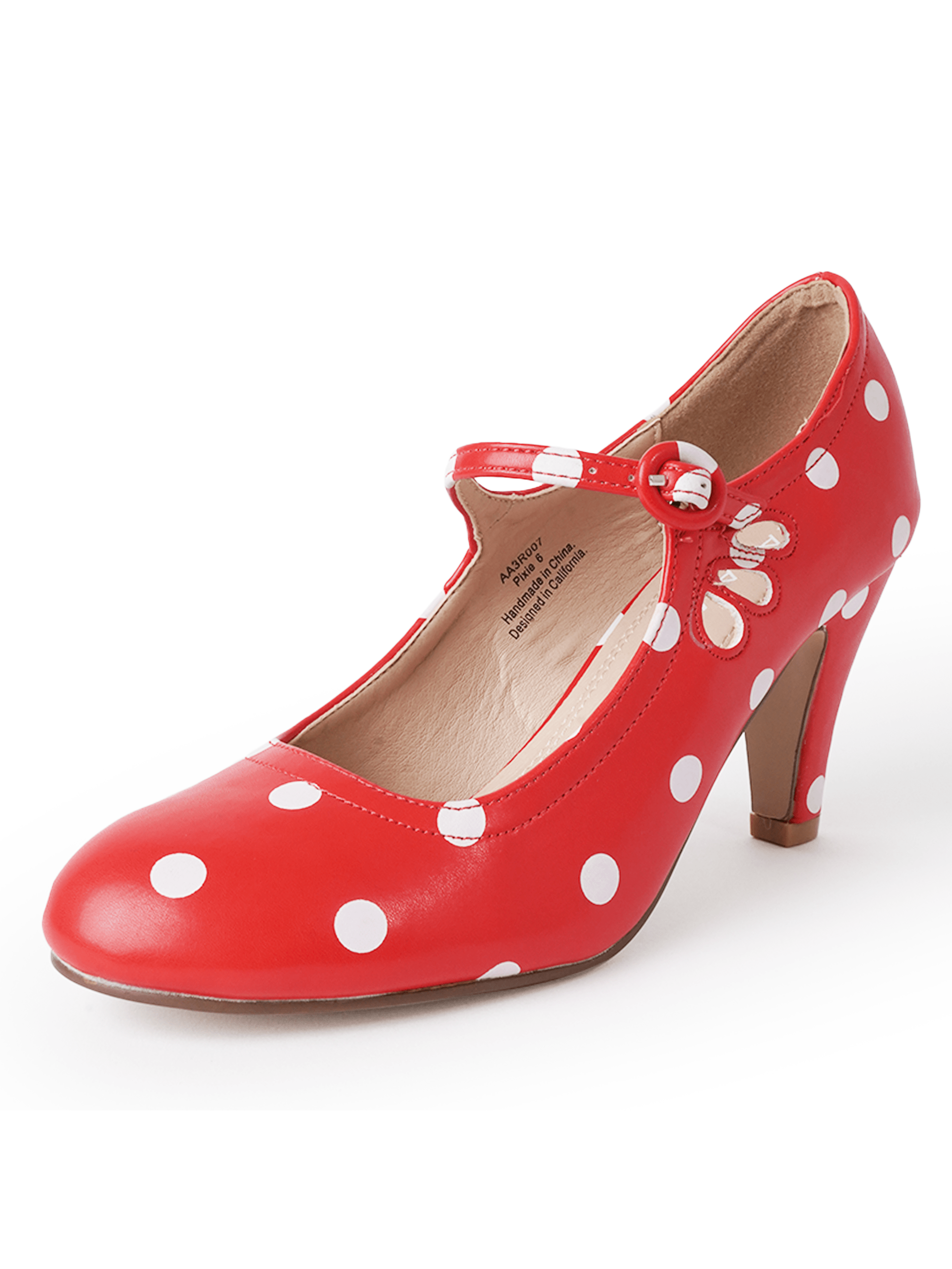 J. Adams Pixie- Mary Jane Pumps - Round Toe Retro Stiletto Low Kitten Heels For Women With Ankle Strap And Comfortable Memory Foam Insole Vintage Fashionable Everyday Thick High Heel Shoes In Faux PU Leather Perfect Latest 1950s Party Holiday, Wedding, Sp