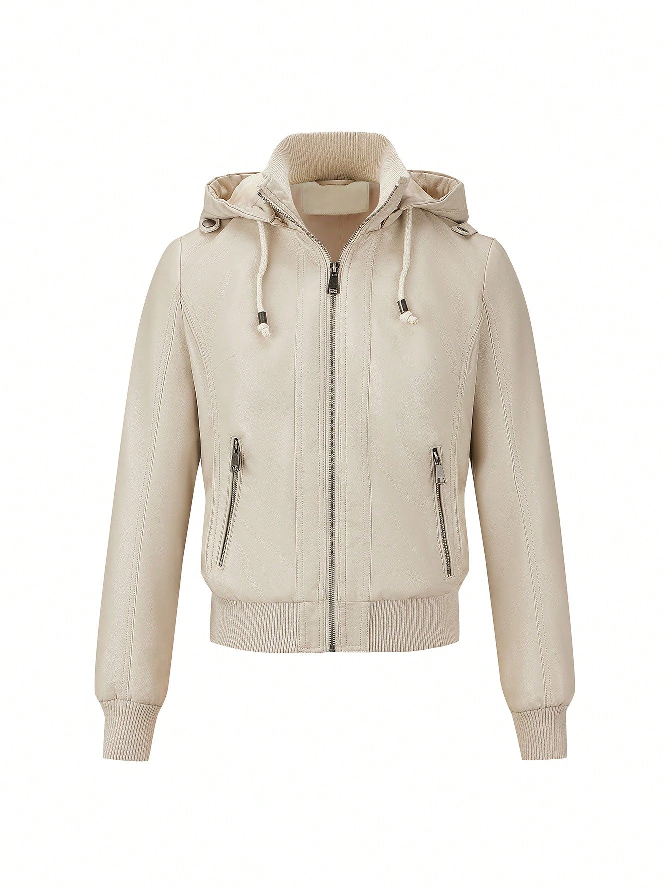 Women's Casual Simple Drawstring Windbreaker Bomber Jacket For Fall Winter