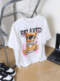 Tween Boys' Extended Size Loose Pattern Short Sleeve Casual T-Shirt