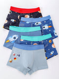 Young Boy 3D Rocket Printed Boxer Briefs Without Side Seams