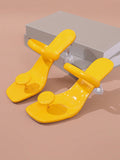 Crystal Heeled Sandals With Simple And Fashionable Round Buckle And Strap