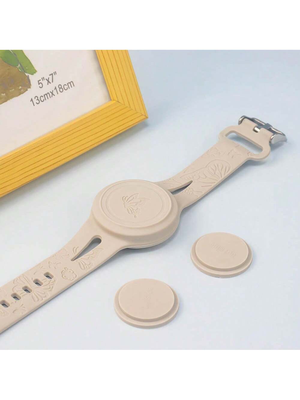 Silicone Waterproof Watchband And Cover Set Compatible With Airtag Anti-Lost Tracker, 1 Silicone Band + 2 Silicone Covers, Soft Full Coverage Anti-Scratch Silicone.