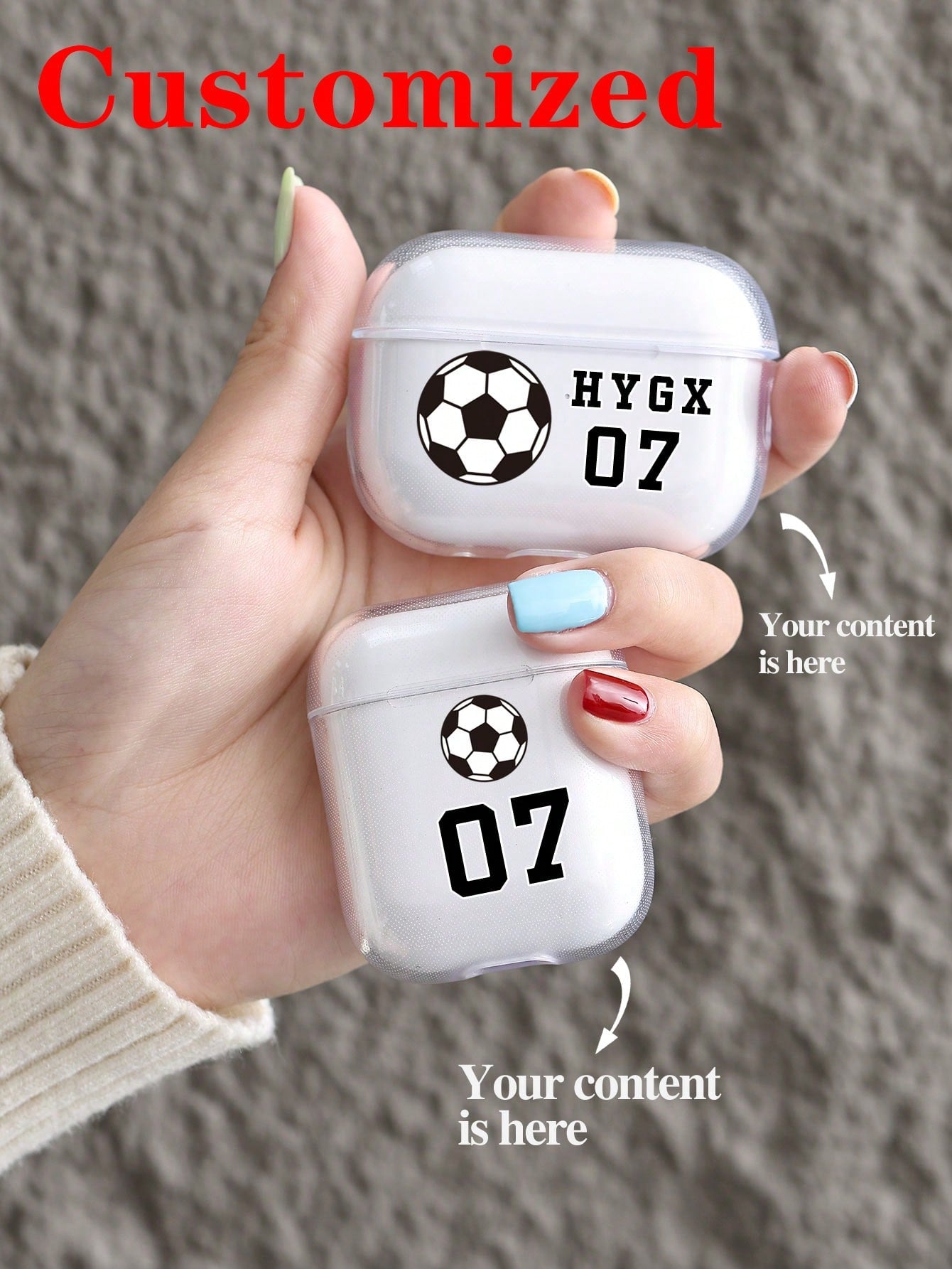 Customized Fashionable Personalized DIY Commemorative Alphabet Blessing Name TPU Bluetooth Earphone Protective Case Compatible With Apple AirPods1/2/3