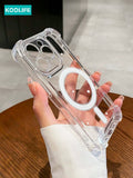 Koolife 1pc Transparent TPU+PC Magnet Absorption Protective Phone Case With Electroplated Independent Buttons, Anti-Shock And Anti-Drop Cover For Apple 11/12/12 Pro/12 Pro Max/13/13 Pro/13 Pro Max/14/14 Plus/14 Pro/14 Pro Max/15/15 Pro/15 Plus/15 Pro Max