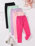Young Girl Solid Color Leggings For Everyday Wear