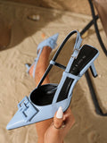 New Arrival Women's Pointed Toe Shallow Mouth High Heels With Thin Heels And Decorative Buckle