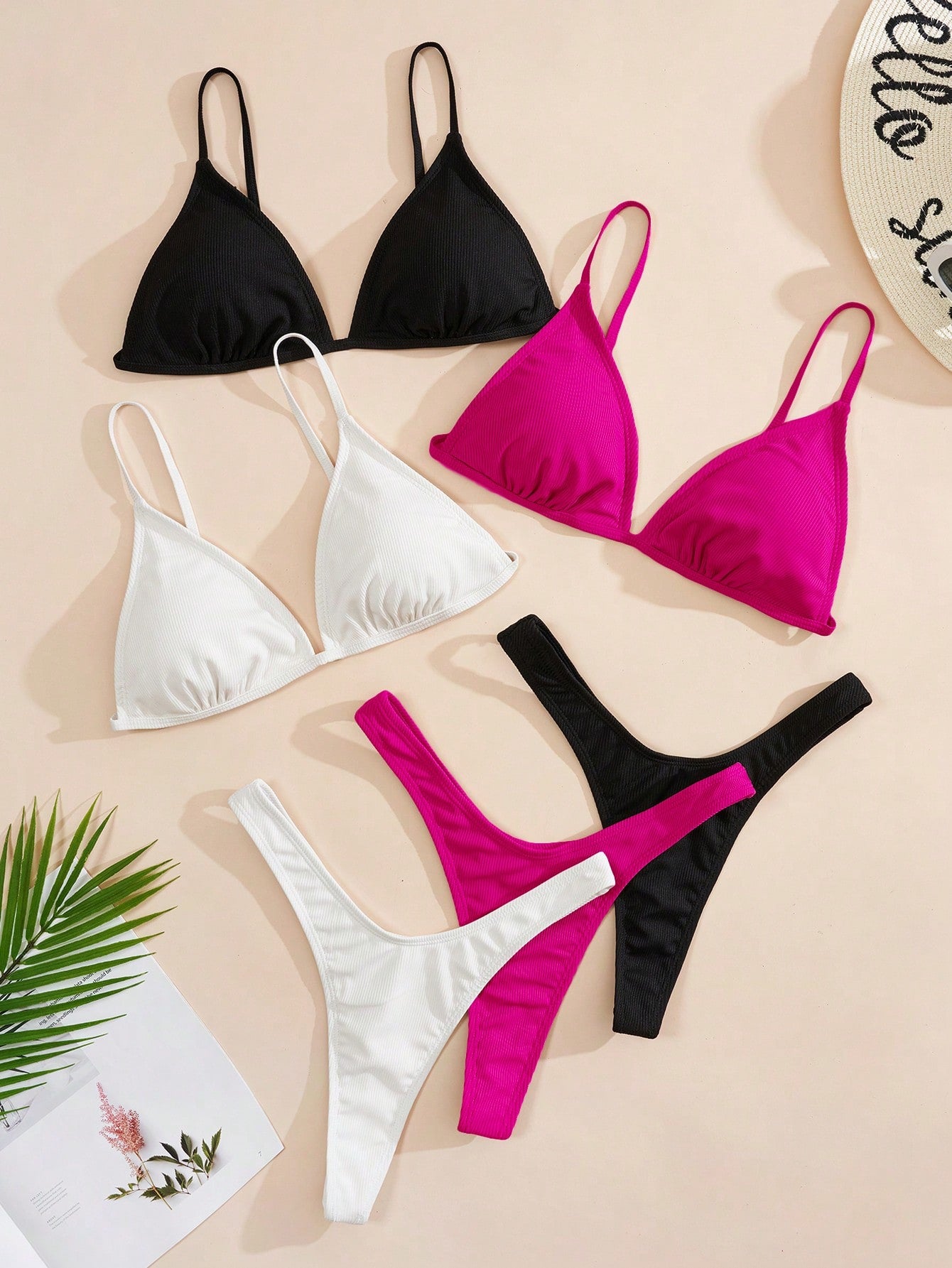 Swim Women's Solid Color Sexy Bikini Set For Summer Beach