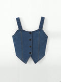 Tween Girl Personalized Tank Top And Shorts Set, Denim