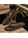 Women's Fashion Slip-On Beach Flip Flops, Non-Slip Solid Color Thong Sandals With Shock Absorption