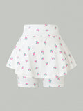Tween Girl Fresh And Ditsy Floral High Waist Knitted Skirt Leggings
