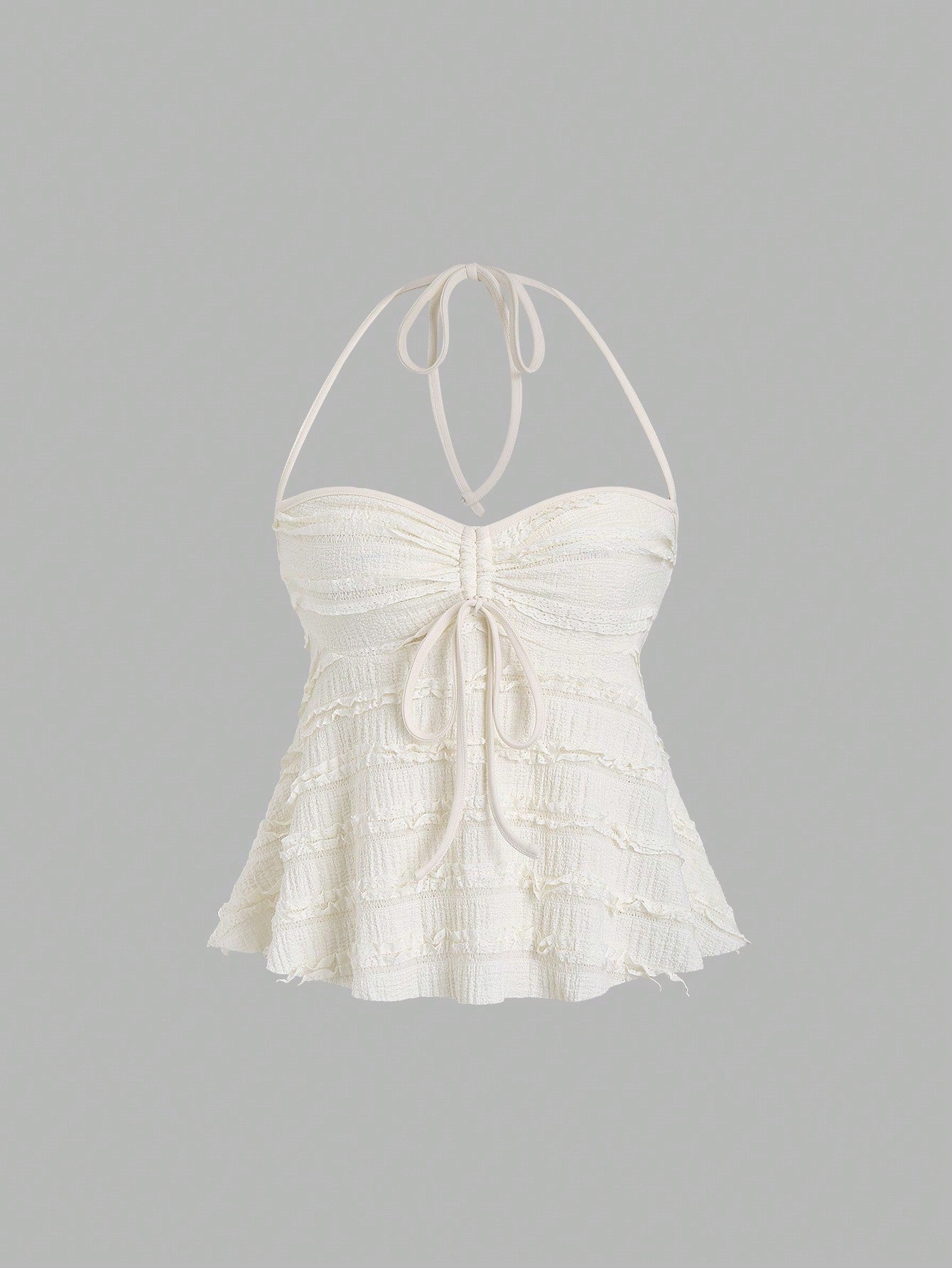 Solid Color Drawstring Halter Backless Sexy Summer Tank Top