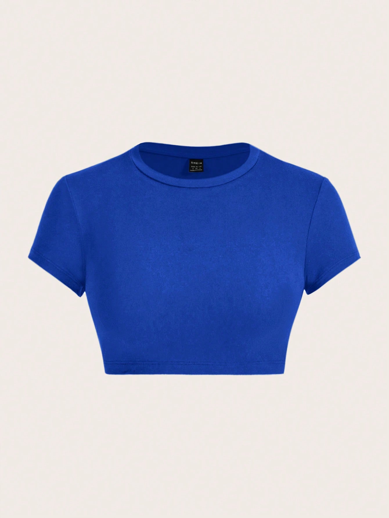 Casual Minimalist Solid Color Round Neck Short Sleeve Cropped Fitted T-Shirt For Women, Summer