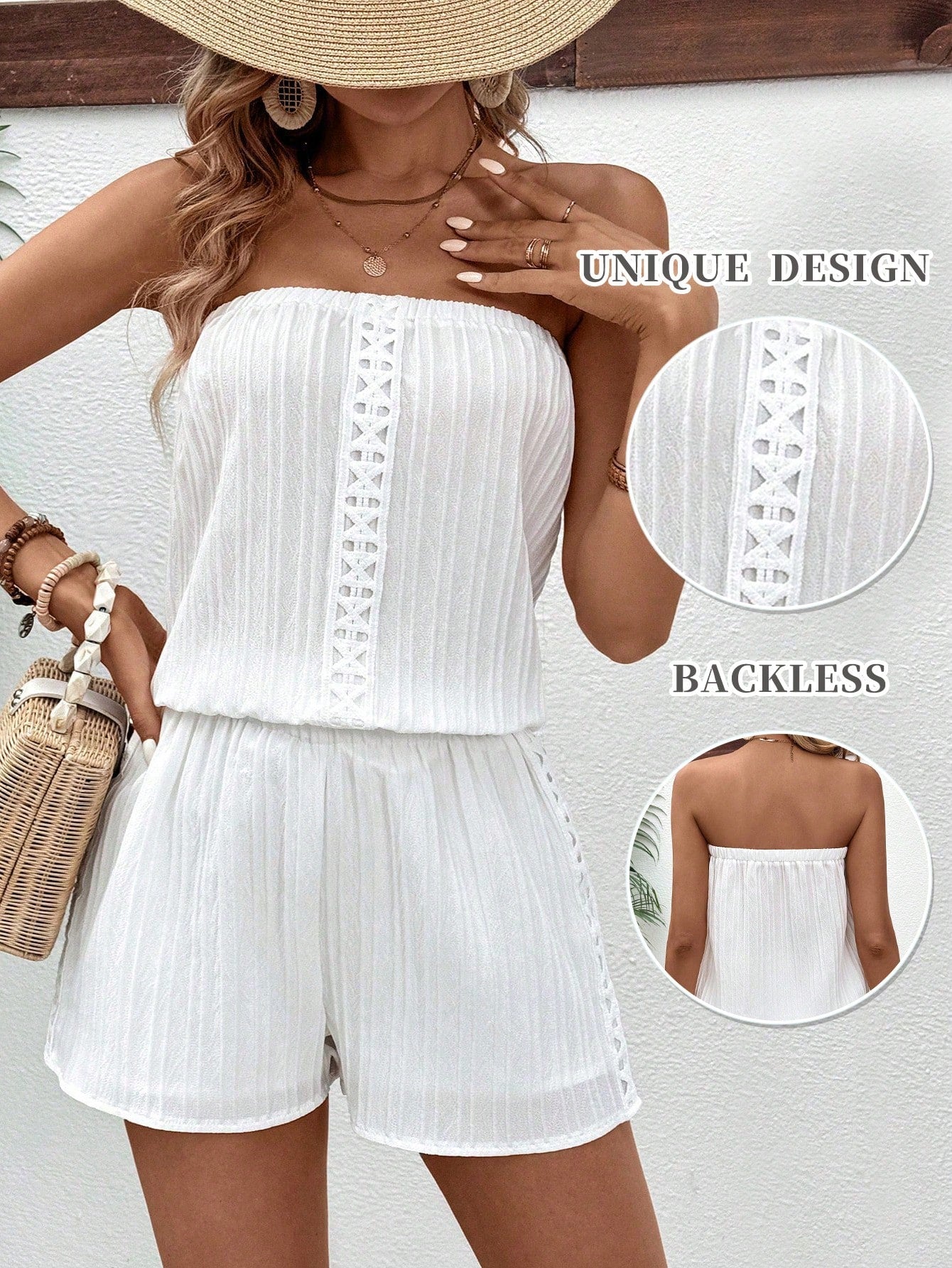 Women Fashionable Solid Color Strapless Crop Top And Shorts Set