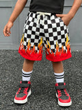 Young Boys' Casual Loose Flame Plaid Woven Shorts