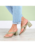Womens Slip On Block Heel Sandals