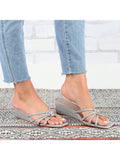 Womens Multi Strap Slip On Wedge Sandals