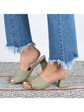 Womens Open Square Toe Block Heel Sandals