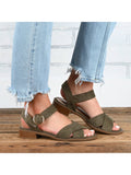 Womens Crisscross Strap Stacked Heel Sandals