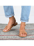 Womens Ankle Wrap Low Block Heel Sandals